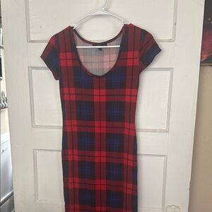 Derek Heart Red and Blue Sheath Mini Dress